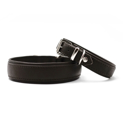Läder Halsband Modell Classic Soft Chrome & Svart